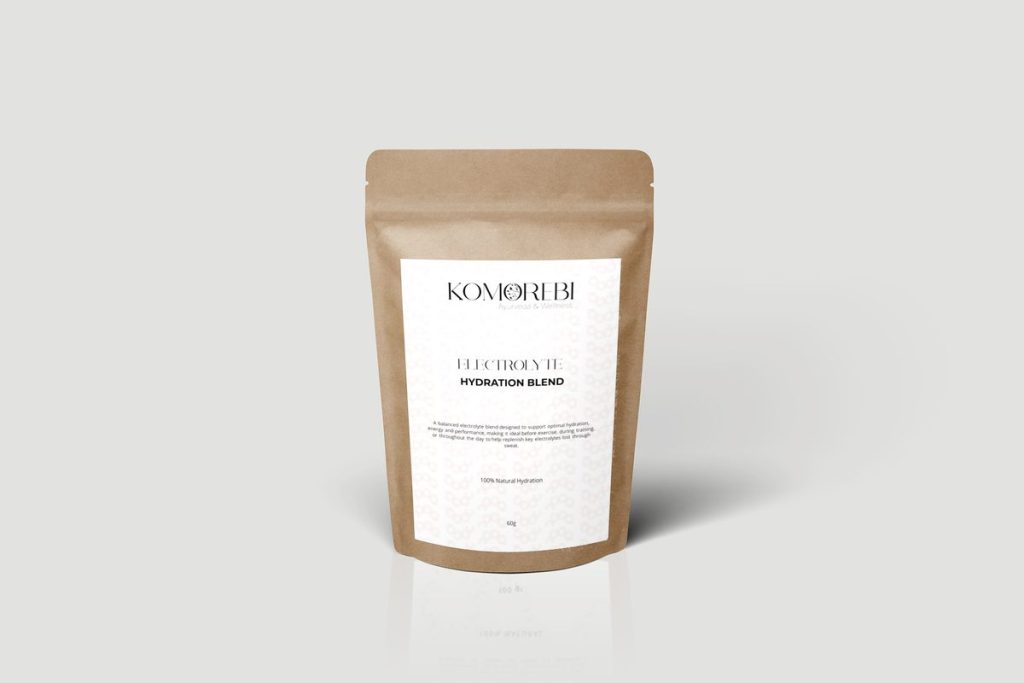 Komorebi Electrolyte Hydration Blend 60g in a kraft paper stand-up pouch